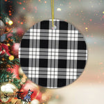 Plaid Christmas Ornaments Scottish Clan MacFarlane Black & White Tartan Ceramic Ornament Plaid Ornaments - Scotstee Shop