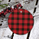 Plaid Christmas Ornaments Scottish Clan MacQueen Tartan Ceramic Ornament Plaid Ornaments - Scotstee Shop