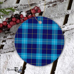 Plaid Christmas Ornaments Scottish Clan McKerrell Blue Tartan Ceramic Ornament Plaid Ornaments - Scotstee Shop