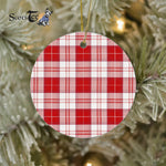 Plaid Christmas Ornaments Scottish Clan MenZies Tartan Ceramic Ornament Plaid Ornaments - Scotstee Shop