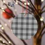 Plaid Christmas Ornaments Scottish Clan Sandilands Grey Tartan Ceramic Ornament Plaid Ornaments - Scotstee Shop