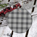 Plaid Christmas Ornaments Scottish Clan Sandilands Grey Tartan Ceramic Ornament Plaid Ornaments - Scotstee Shop