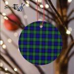 Plaid Christmas Ornaments Scottish Clan Sempill Tartan Ceramic Ornament Plaid Ornaments - Scotstee Shop