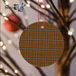 Plaid Christmas Ornaments Scottish Clan Seton Hunting Modern Tartan Ceramic Ornament Plaid Ornaments - Scotstee Shop