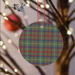 Plaid Christmas Ornaments Scottish Clan Shaw Green Modern Tartan Ceramic Ornament Plaid Ornaments - Scotstee Shop