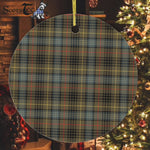 Plaid Christmas Ornaments Scottish Clan Stewart Hunting Weathered Tartan Ceramic Ornament Plaid Ornaments - Scotstee Shop