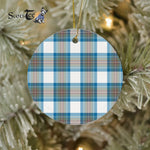 Plaid Christmas Ornaments Scottish Clan Stewart Muted Blue Tartan Ceramic Ornament Plaid Ornaments - Scotstee Shop
