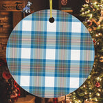 Plaid Christmas Ornaments Scottish Clan Stewart Muted Blue Tartan Ceramic Ornament Plaid Ornaments - Scotstee Shop