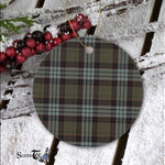 Plaid Christmas Ornaments Scottish Clan Stewart Old Weathered Tartan Ceramic Ornament Plaid Ornaments - Scotstee Shop