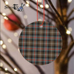 Plaid Christmas Ornaments Scottish Clan Sutherland Weathered Tartan Ceramic Ornament Plaid Ornaments - Scotstee Shop