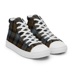 Plaid Tartan Men High Top Sneakers Clan BlackWatch Weathered Plaid Converse High Tops Sneakers, Converse Christmas Sneakers