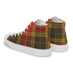 Plaid Tartan Men High Top Sneakers Clan Buchanan Old Set Weathered Plaid Converse High Tops Sneakers, Converse Christmas Sneakers