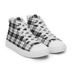 Plaid Tartan Men High Top Sneakers Clan Erskine Black and White Plaid Converse High Tops Sneakers, Converse Christmas Sneakers