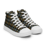 Plaid Tartan Men High Top Sneakers Clan Farquharson Weathered Plaid Converse High Tops Sneakers, Converse Christmas Sneakers
