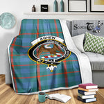 Scotstee Shop Tartan Plaid Blanket Agnew Ancient Clan Crest Badge Scottish Tartan Plaid Sherpa Blanket