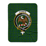 Scotstee Shop Tartan Plaid Blanket Agnew Hunting Clan Crest Badge Scottish Tartan Plaid Sherpa Blanket