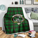 Scotstee Shop Tartan Plaid Blanket Anstruther Hunting Clan Crest Badge Scottish Tartan Plaid Sherpa Blanket