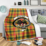Scotstee Shop Tartan Plaid Blanket Baxter Clan Crest Badge Scottish Tartan Plaid Sherpa Blanket