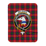 Scotstee Shop Tartan Plaid Blanket Belshes Clan Crest Badge Scottish Tartan Plaid Sherpa Blanket