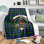 Scotstee Shop Tartan Plaid Blanket Blair Clan Crest Badge Scottish Tartan Plaid Sherpa Blanket