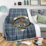 Scotstee Shop Tartan Plaid Blanket Boswell Clan Crest Badge Scottish Tartan Plaid Sherpa Blanket