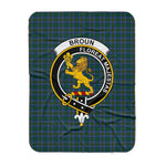 Scotstee Shop Tartan Plaid Blanket Broun Clan Crest Badge Scottish Tartan Plaid Sherpa Blanket
