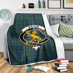 Scotstee Shop Tartan Plaid Blanket Broun Clan Crest Badge Scottish Tartan Plaid Sherpa Blanket