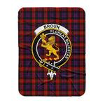 Scotstee Shop Tartan Plaid Blanket Broun Modern Clan Crest Badge Scottish Tartan Plaid Sherpa Blanket