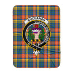 Scotstee Shop Tartan Plaid Blanket Buchanan Ancient Clan Crest Badge Scottish Tartan Plaid Sherpa Blanket