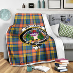 Scotstee Shop Tartan Plaid Blanket Buchanan Ancient Clan Crest Badge Scottish Tartan Plaid Sherpa Blanket