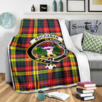 Scotstee Shop Tartan Plaid Blanket Buchanan Modern Clan Crest Badge Scottish Tartan Plaid Sherpa Blanket