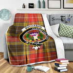 Scotstee Shop Tartan Plaid Blanket Buchanan Old Set Weathered Clan Crest Badge Scottish Tartan Plaid Sherpa Blanket