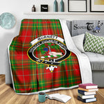Scotstee Shop Tartan Plaid Blanket Burnett Ancient Clan Crest Badge Scottish Tartan Plaid Sherpa Blanket