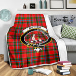 Scotstee Shop Tartan Plaid Blanket Butter Clan Crest Badge Scottish Tartan Plaid Sherpa Blanket