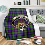 Scotstee Shop Tartan Plaid Blanket Cameron Clan Crest Badge Scottish Tartan Plaid Sherpa Blanket