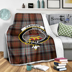 Scotstee Shop Tartan Plaid Blanket Cameron Of Erracht Weathered Clan Crest Badge Scottish Tartan Plaid Sherpa Blanket