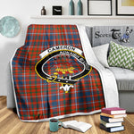 Scotstee Shop Tartan Plaid Blanket Cameron Of Lochiel Ancient Clan Crest Badge Scottish Tartan Plaid Sherpa Blanket