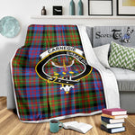 Scotstee Shop Tartan Plaid Blanket Carnegie Ancient Clan Crest Badge Scottish Tartan Plaid Sherpa Blanket
