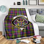 Scotstee Shop Tartan Plaid Blanket Carnegie Clan Crest Badge Scottish Tartan Plaid Sherpa Blanket