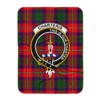 Scotstee Shop Tartan Plaid Blanket Charteris Clan Crest Badge Scottish Tartan Plaid Sherpa Blanket