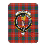Scotstee Shop Tartan Plaid Blanket Chisholm Ancient Clan Crest Badge Scottish Tartan Plaid Sherpa Blanket