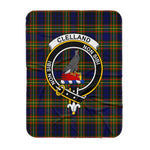 Scotstee Shop Tartan Plaid Blanket Clelland Clan Crest Badge Scottish Tartan Plaid Sherpa Blanket