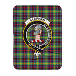 Scotstee Shop Tartan Plaid Blanket Clephane Clan Crest Badge Scottish Tartan Plaid Sherpa Blanket