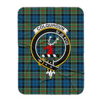 Scotstee Shop Tartan Plaid Blanket Colquhoun Ancient Clan Crest Badge Scottish Tartan Plaid Sherpa Blanket