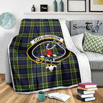 Scotstee Shop Tartan Plaid Blanket Colquhoun Clan Crest Badge Scottish Tartan Plaid Sherpa Blanket