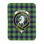 Scotstee Shop Tartan Plaid Blanket Colville Clan Crest Badge Scottish Tartan Plaid Sherpa Blanket