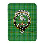Scotstee Shop Tartan Plaid Blanket Cranstoun Ancient Clan Crest Badge Scottish Tartan Plaid Sherpa Blanket