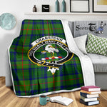 Scotstee Shop Tartan Plaid Blanket Cranstoun Hunting Clan Crest Badge Scottish Tartan Plaid Sherpa Blanket