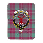 Scotstee Shop Tartan Plaid Blanket Crawford Ancient Clan Crest Badge Scottish Tartan Plaid Sherpa Blanket