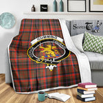 Scotstee Shop Tartan Plaid Blanket Cumming Hunting Weathered Clan Crest Badge Scottish Tartan Plaid Sherpa Blanket